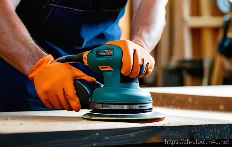 목공용 에어공구 추천 - Efficient Assembly with a Pneumatic Nail Gun**
    A focused male woodworker, approximately 30-40 ye...