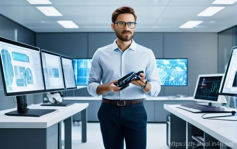 에어 공구 충전식 vs 유선 비교 - **Prompt:** A young, energetic male technician in a clean, professional work uniform is expertly usi...