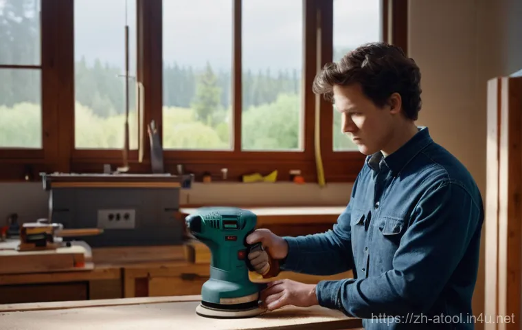 전문가 인터뷰   에어공구 선택법 - **Prompt:** A young adult, wearing a comfortable long-sleeved work shirt and durable jeans, skillful...